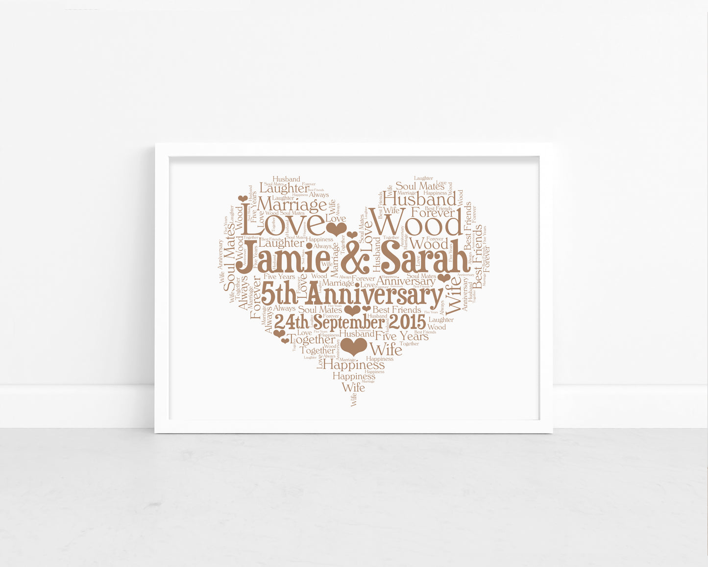 Personalised Anniversary Heart Word Art Print