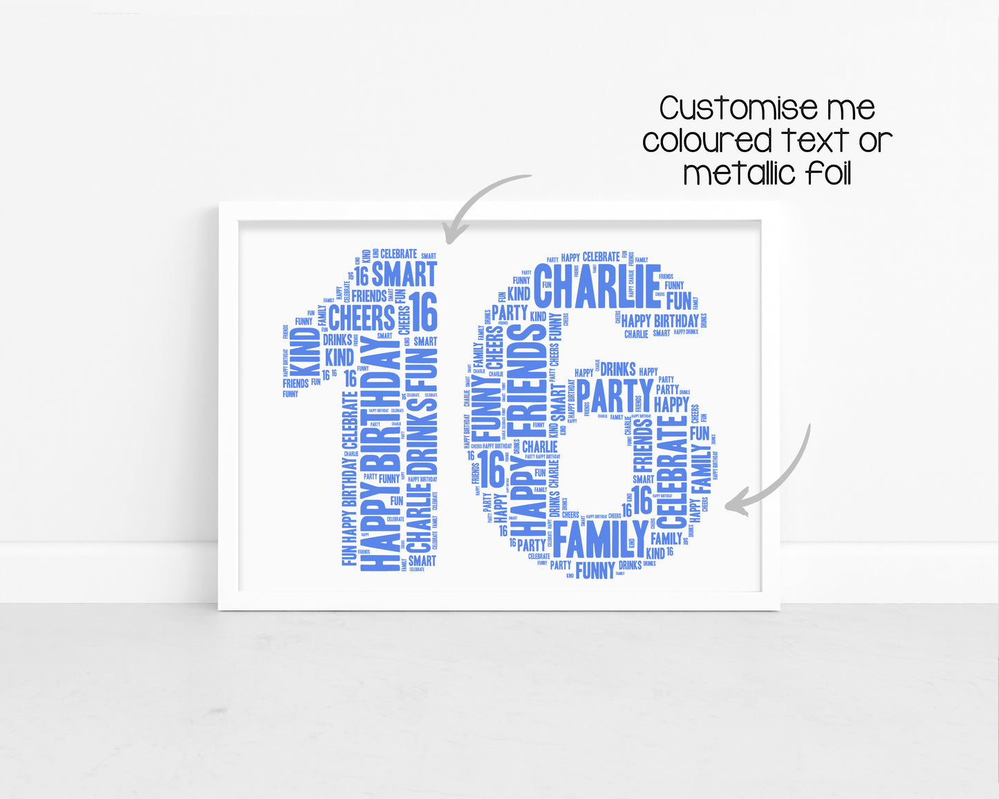 Personalised 16th Birthday Word Art Print