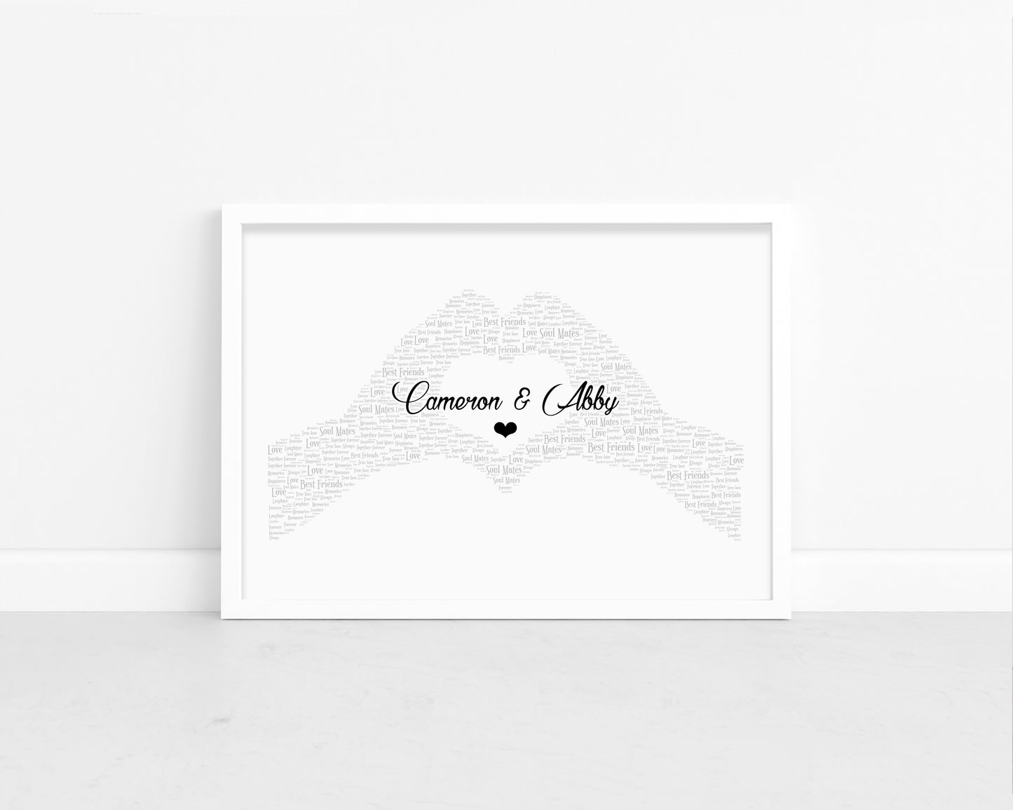 Personalised Love Heart Hands Word Art Print