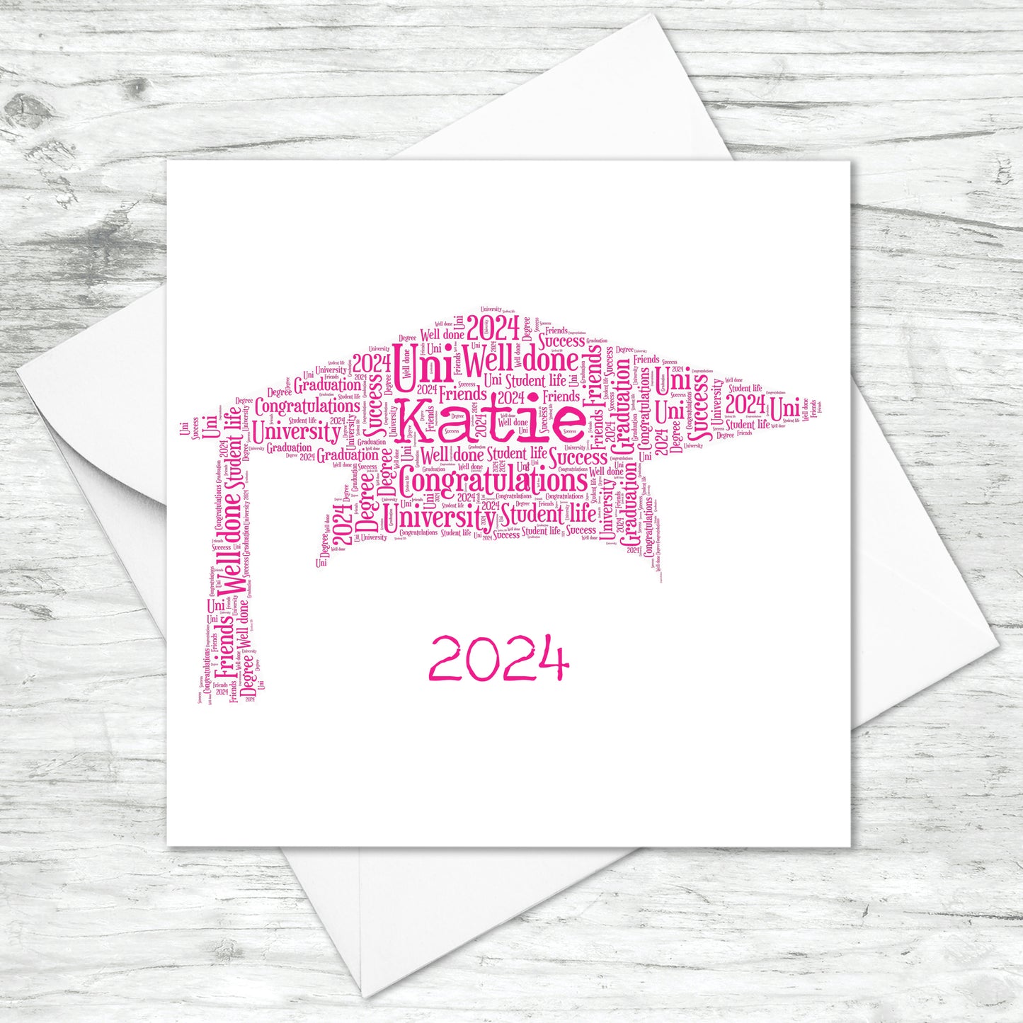 Personalised Graduation Hat Word Art Card