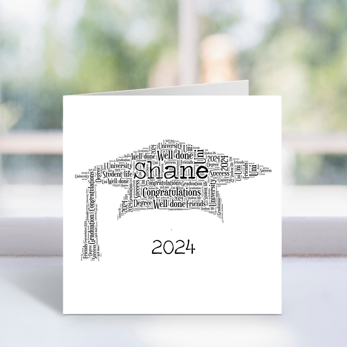 Personalised Graduation Hat Word Art Card
