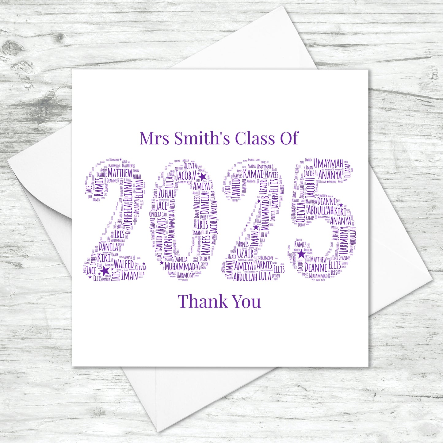 Personalised Best Teacher 2025 Word Art Card
