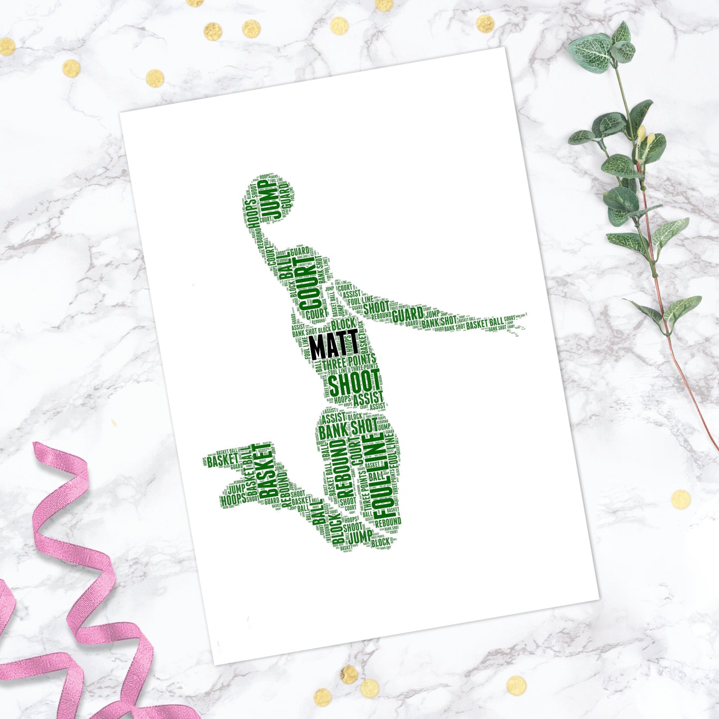 Personalised Basketball Player Word Art Print