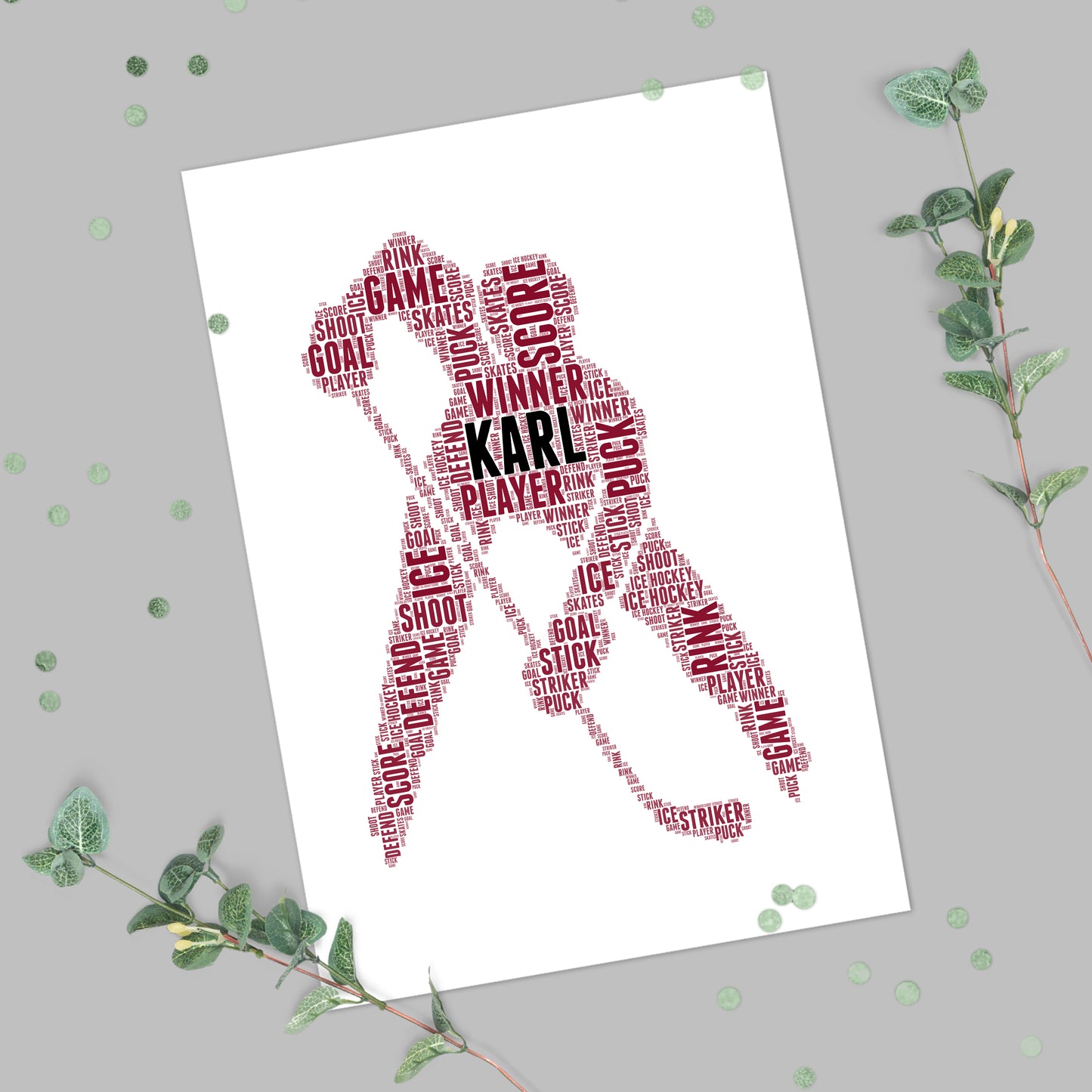 Personalised Ice Hockey Player Word Art Print