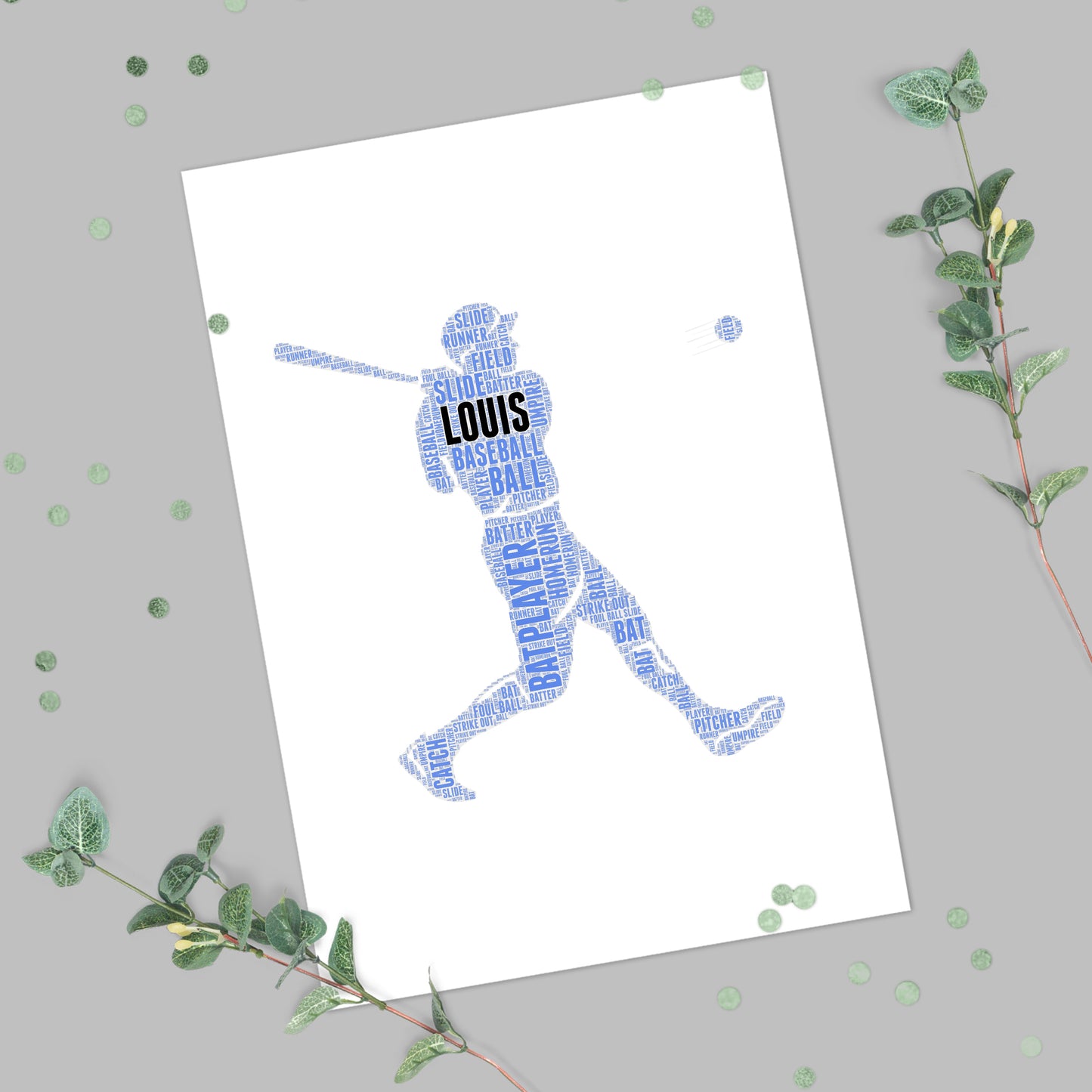 Personalised Baseball Player Word Art Print