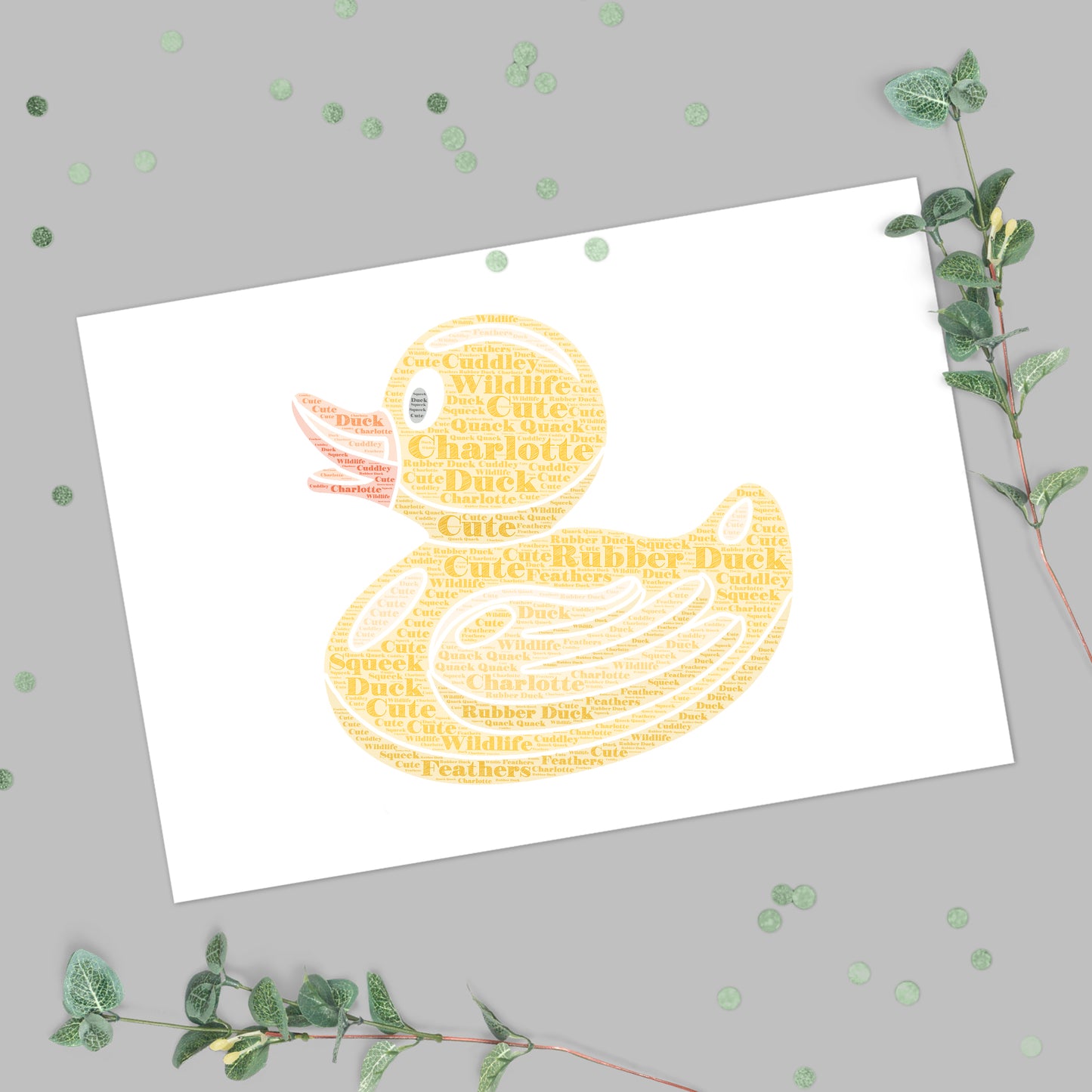 Personalised Rubber Duck Word Art Print