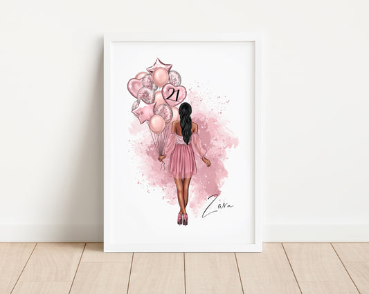 Personalised Birthday Girl Print