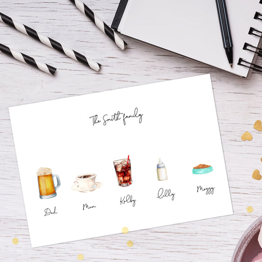 Personalised Family Drinks Print