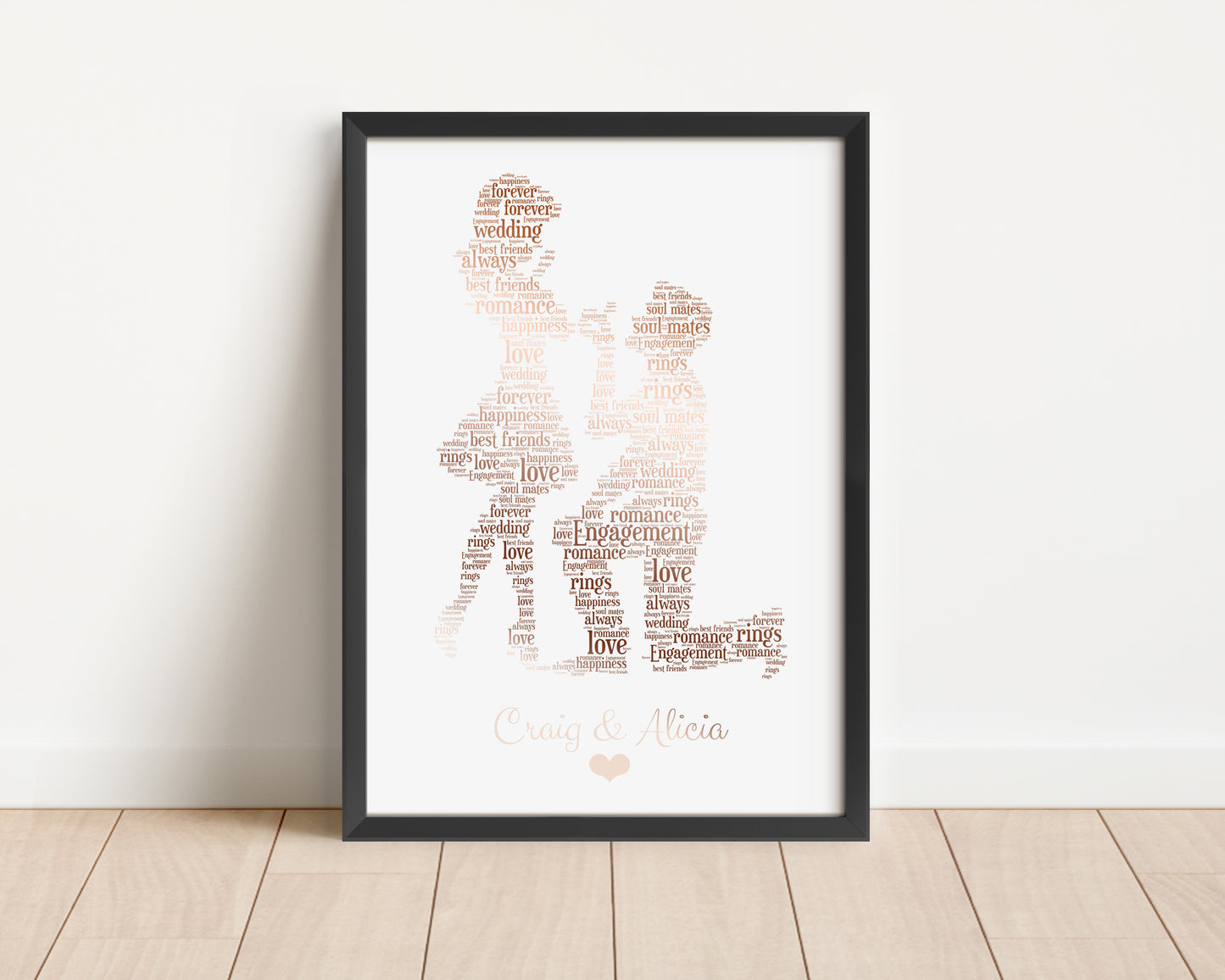 Personalised Foil Metallic Engaged Couple Print