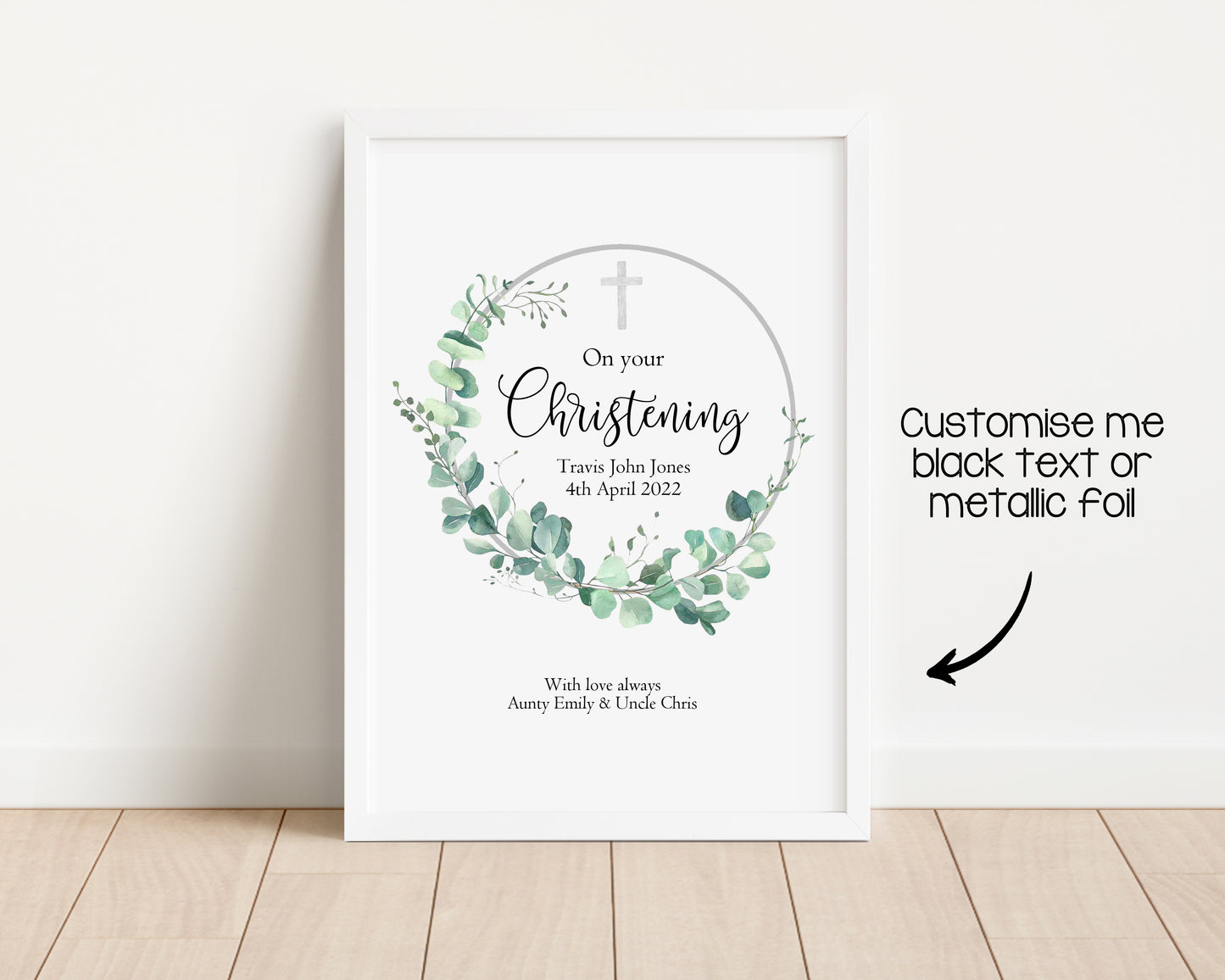 Personalised Foil Metallic Christening Print