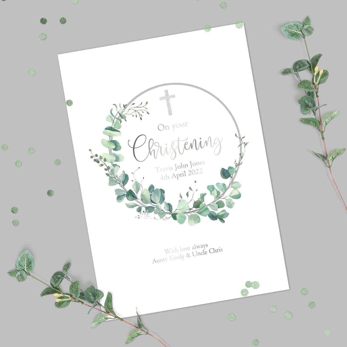 Personalised Foil Metallic Christening Print