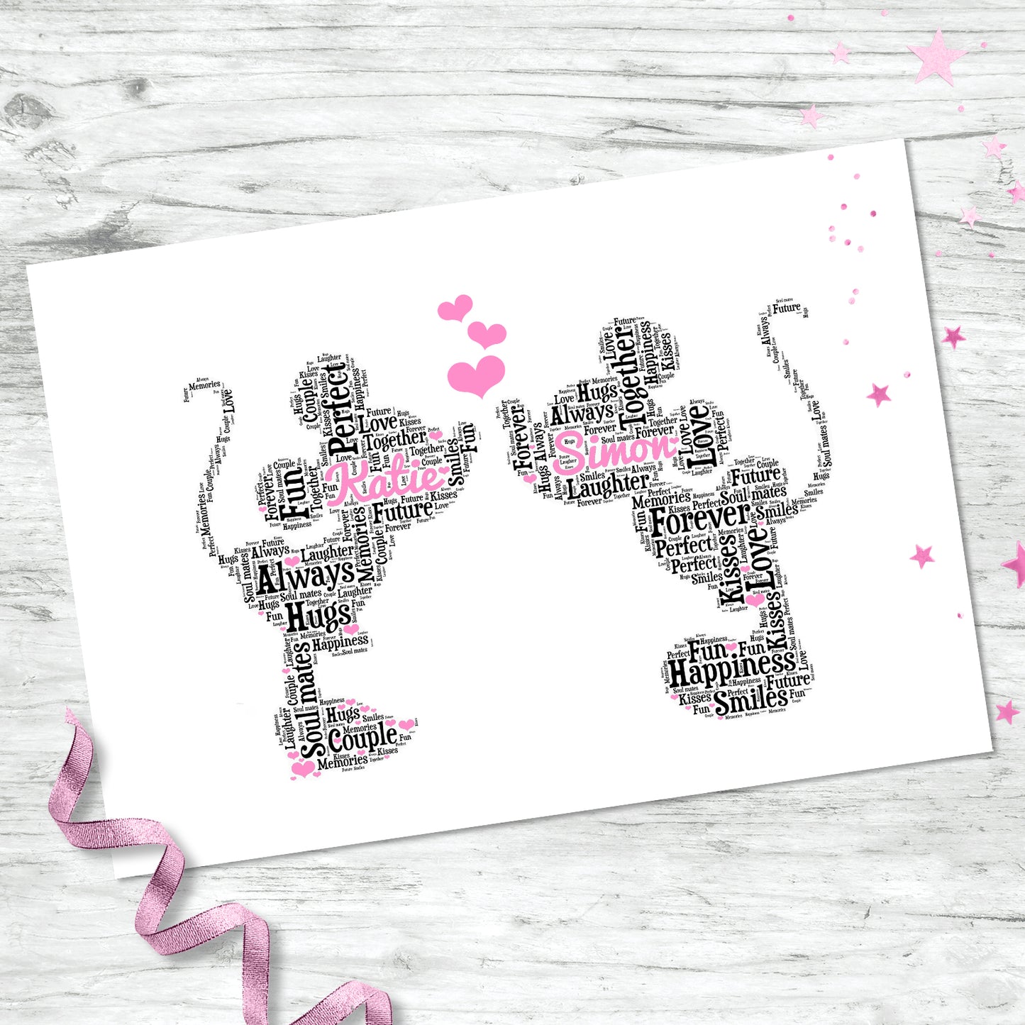 Personalised Minnie & Mickey Word Art Print