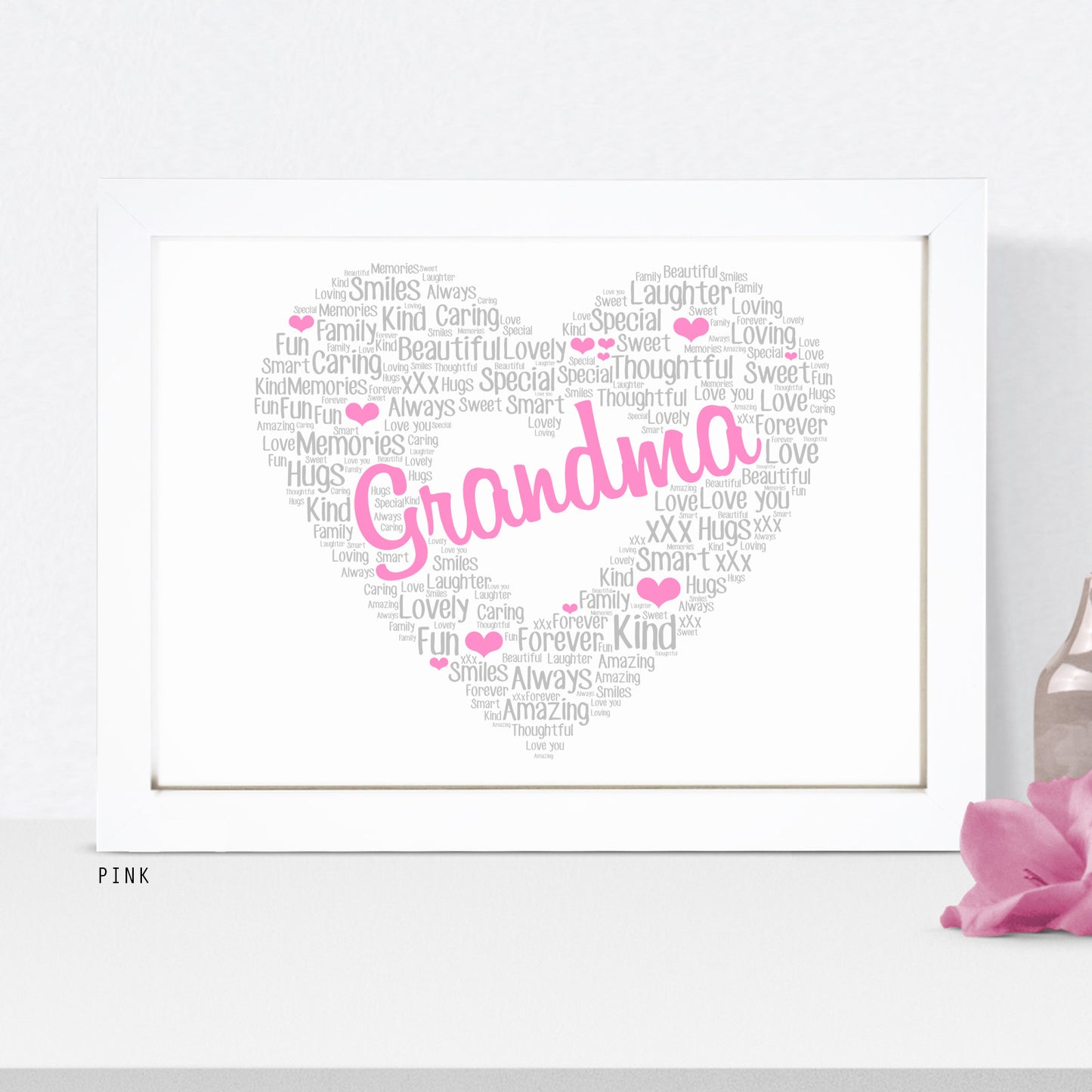 Personalised Grandma Heart Word Art Print
