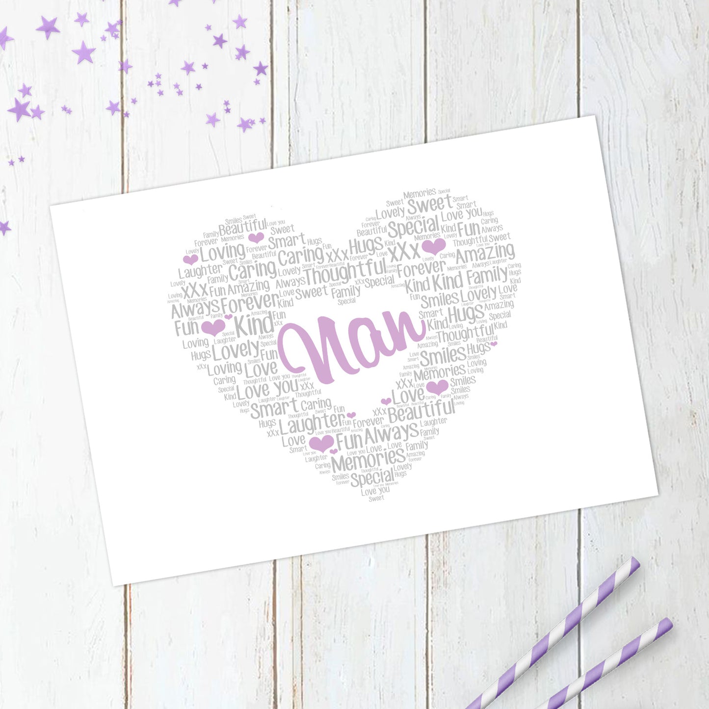 Personalised Grandma Heart Word Art Print