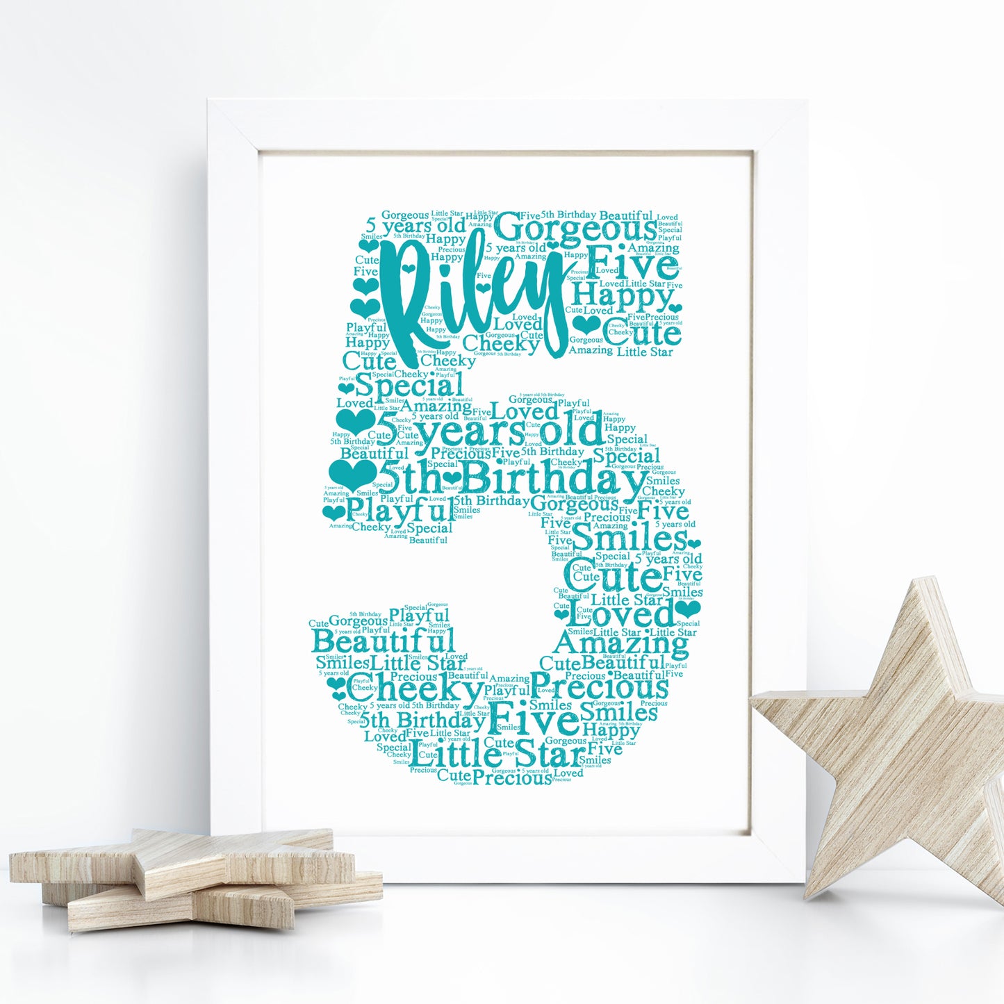 Personalised 5th Birthday Word Art Print
