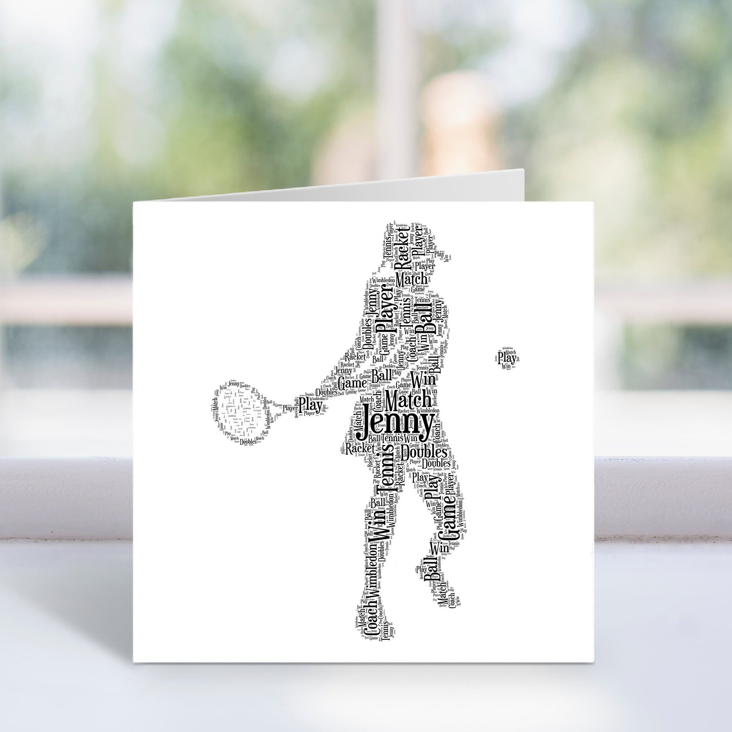 Personalised Female Tennis Player Word Art Card