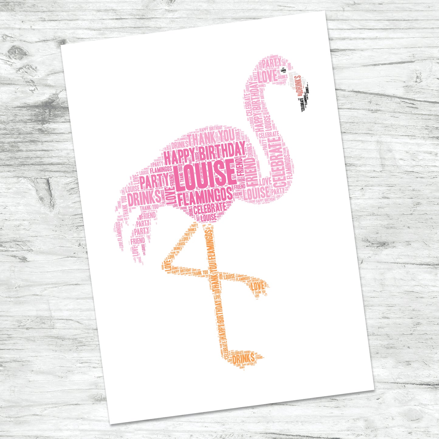 Personalised Flamingo Word Art Print