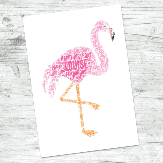 Personalised Flamingo Word Art Print