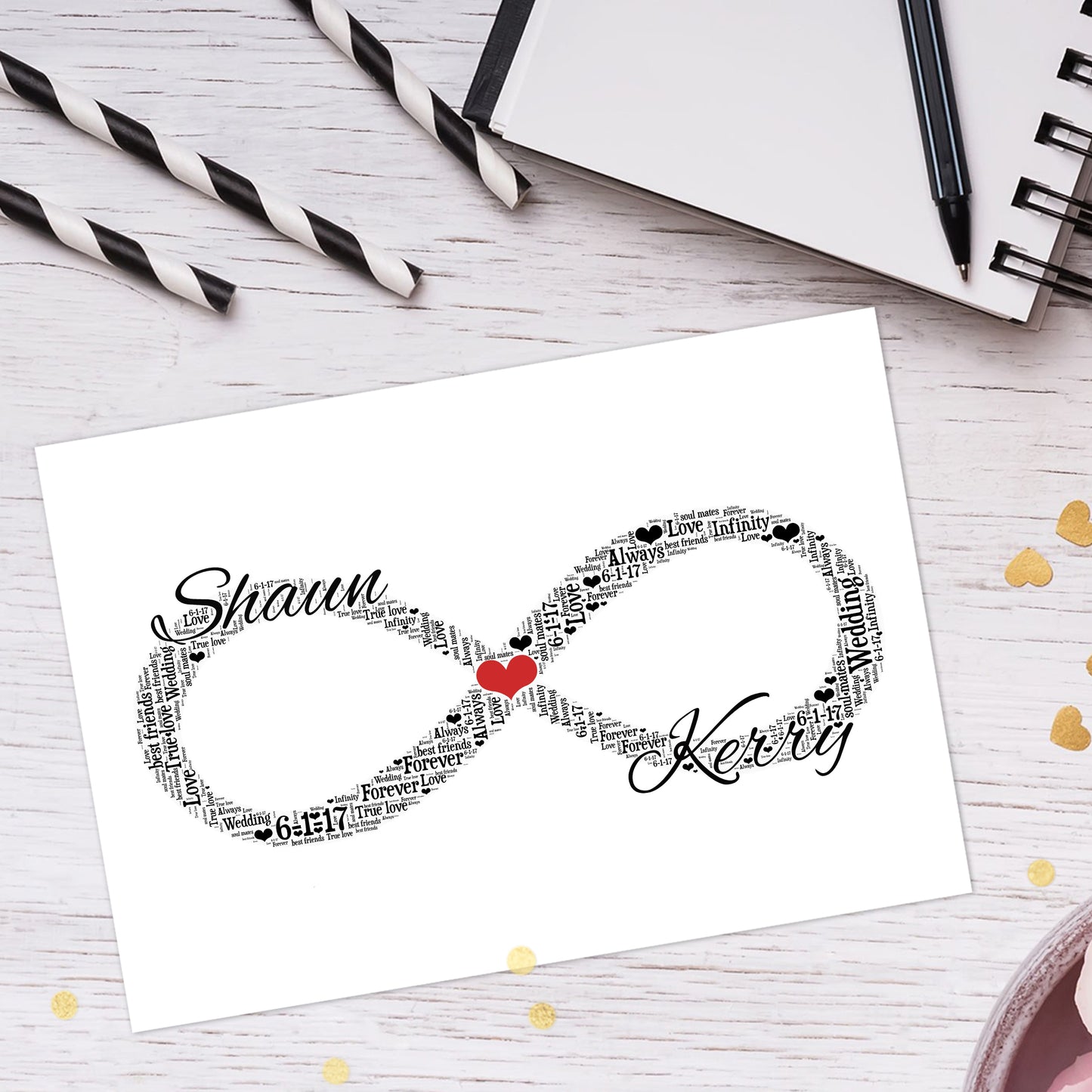 Personalised Infinity Symbol Word Art Print