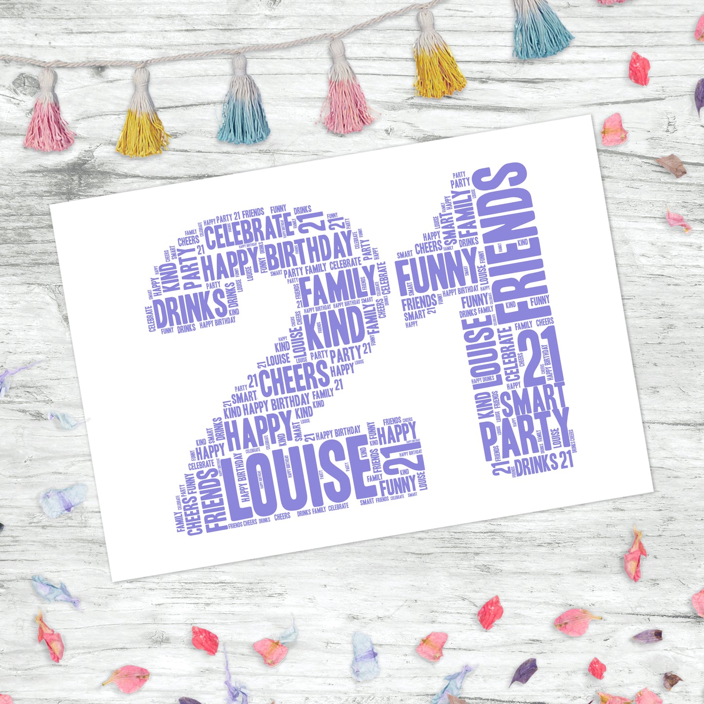 Personalised 21st Birthday Word Art Print