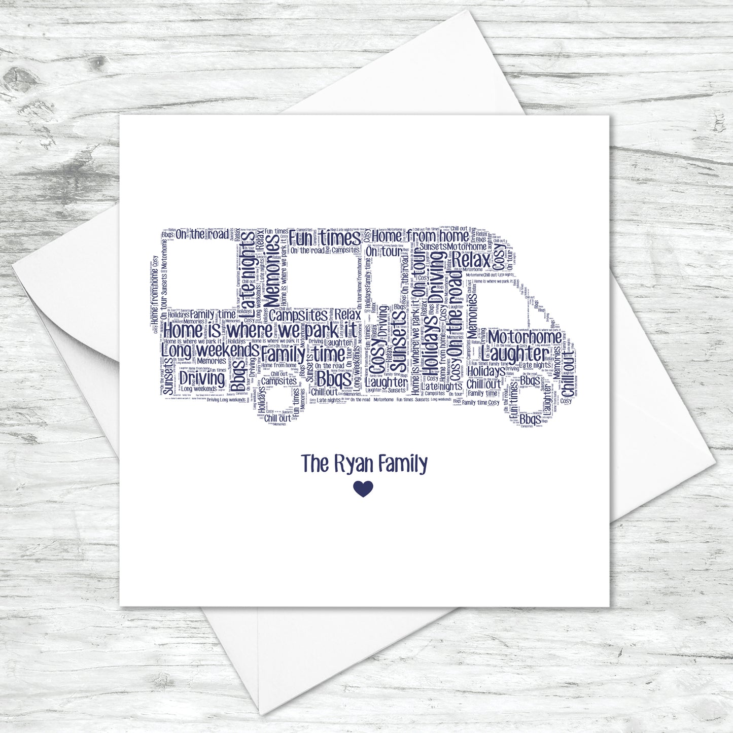 Personalised Motorhome Word Art Card