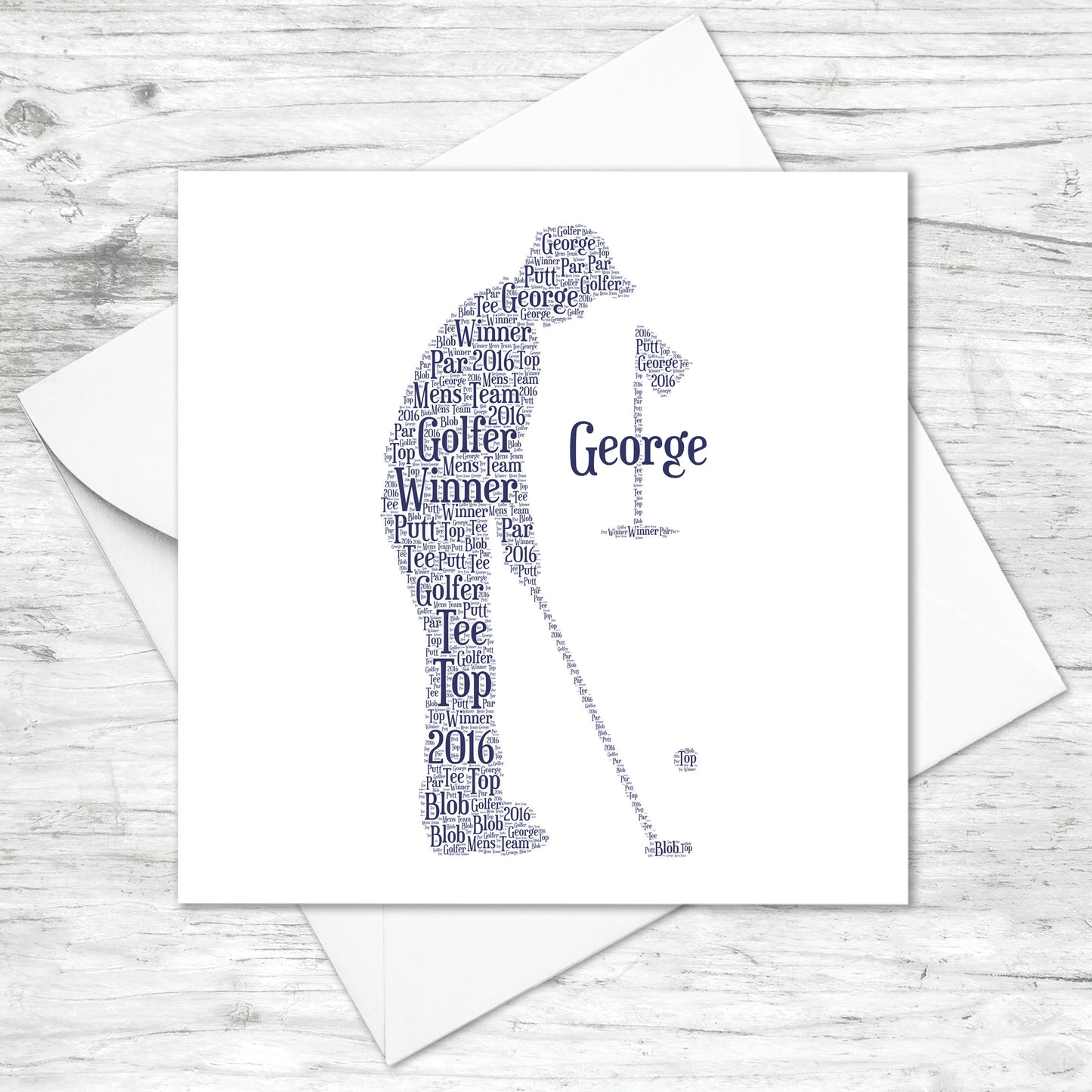 Personalised Golfer Golf Birthday Word Art Card