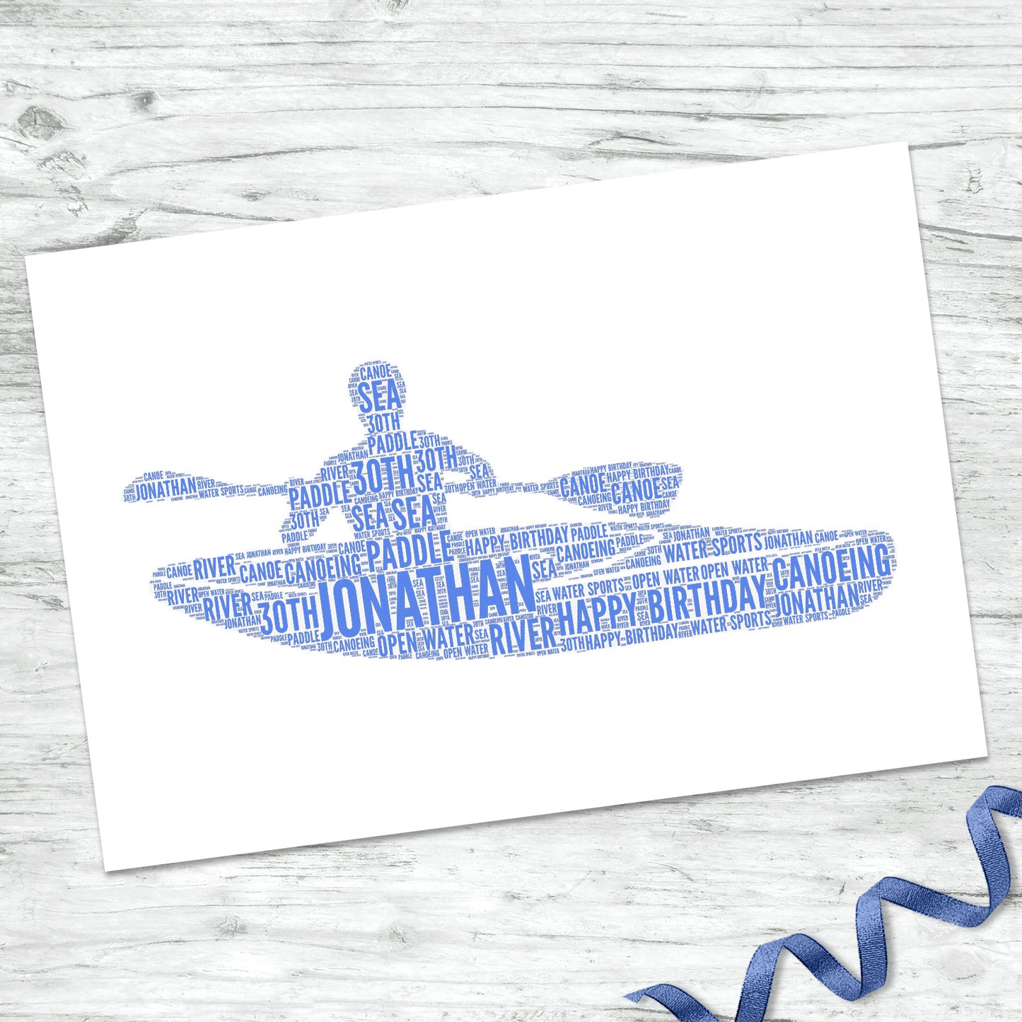 Personalised Kayak Word Art Print
