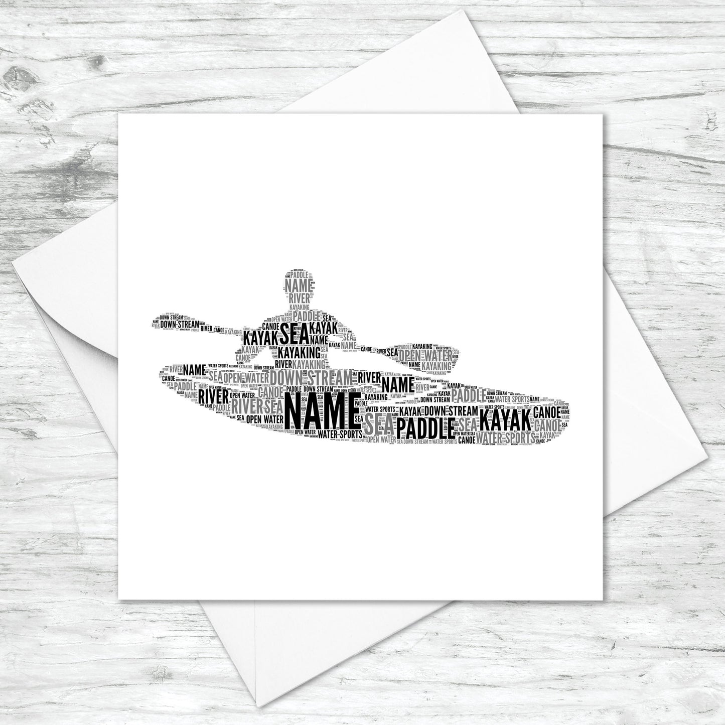 Personalised Kayak Word Art Card