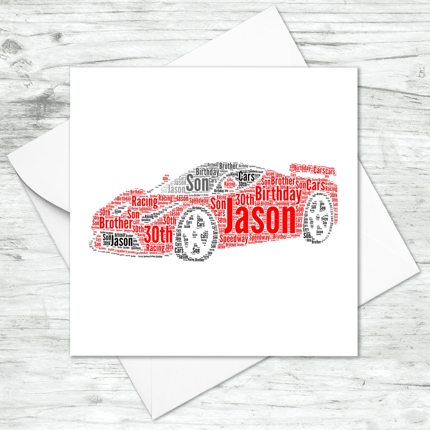 Personalised Sports Car Word Art Card