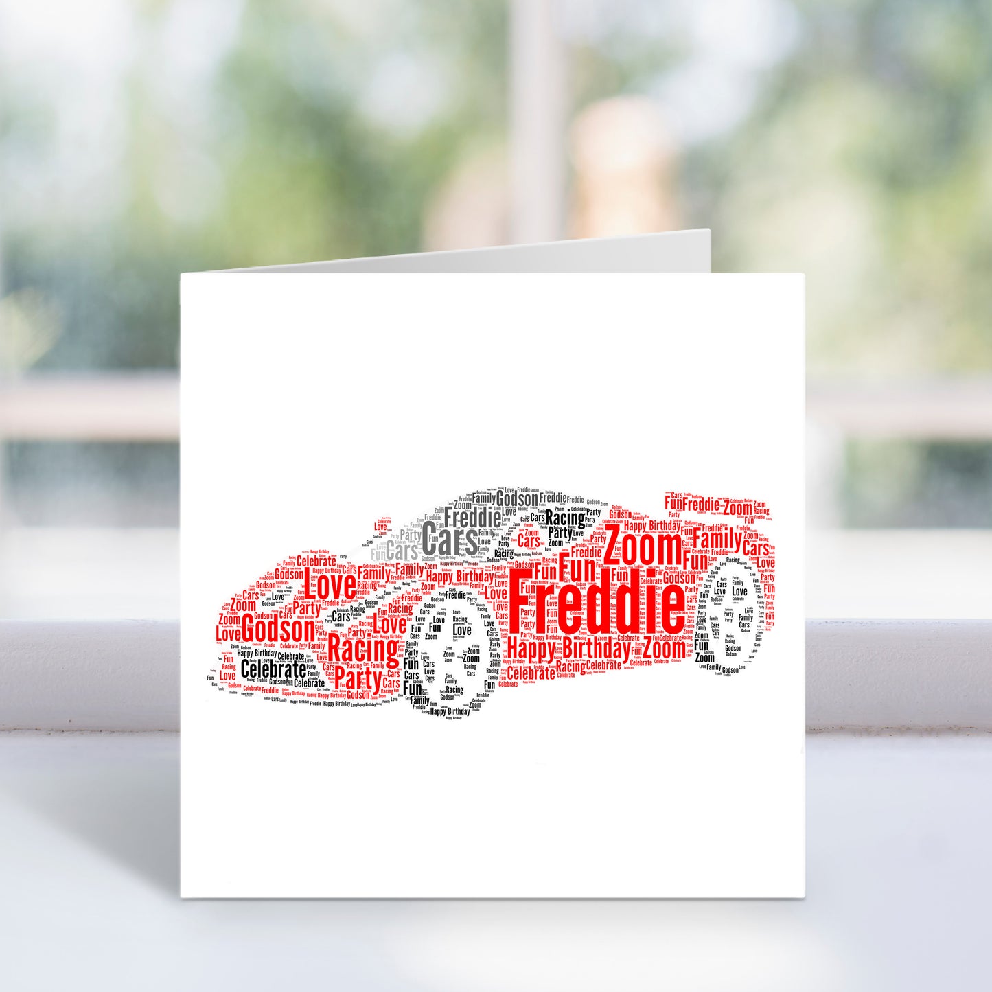 Personalised Sports Car Word Art Card