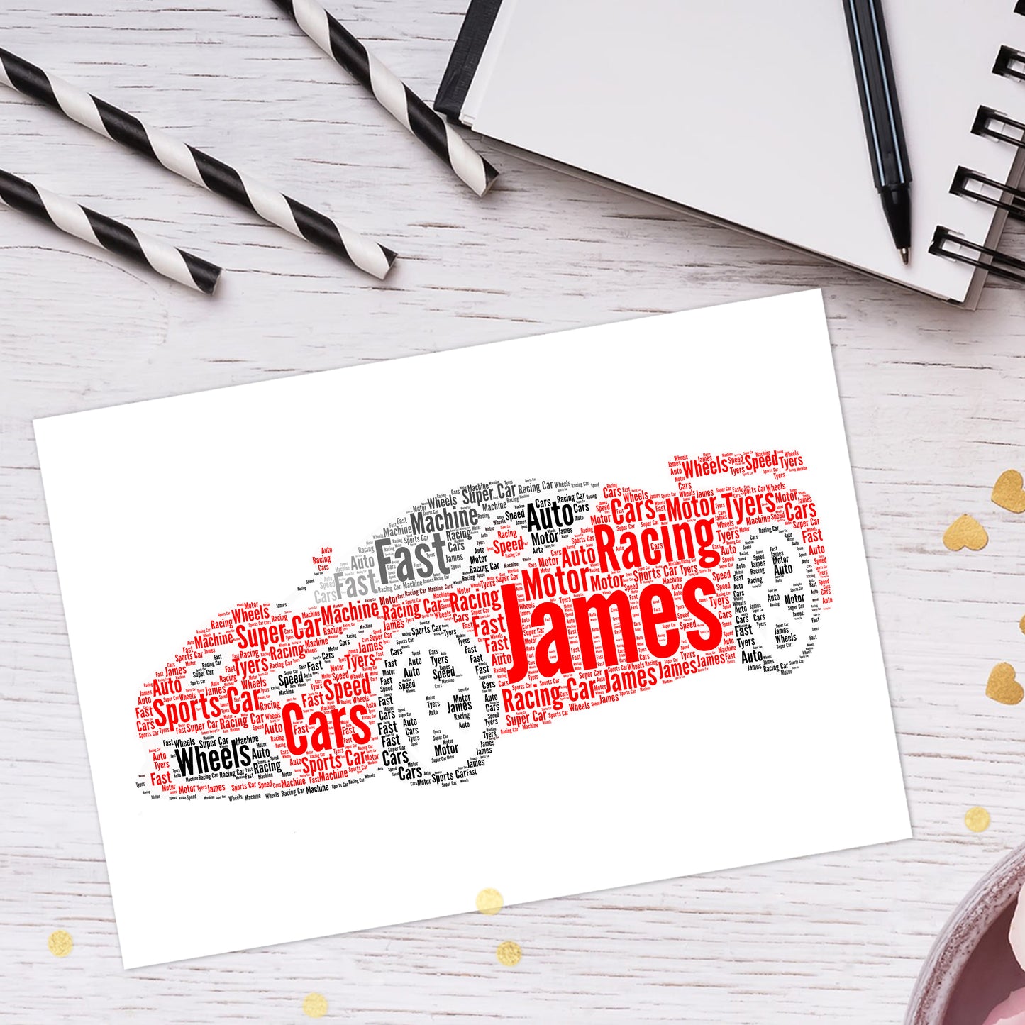 Personalised Sports Car Word Art Print