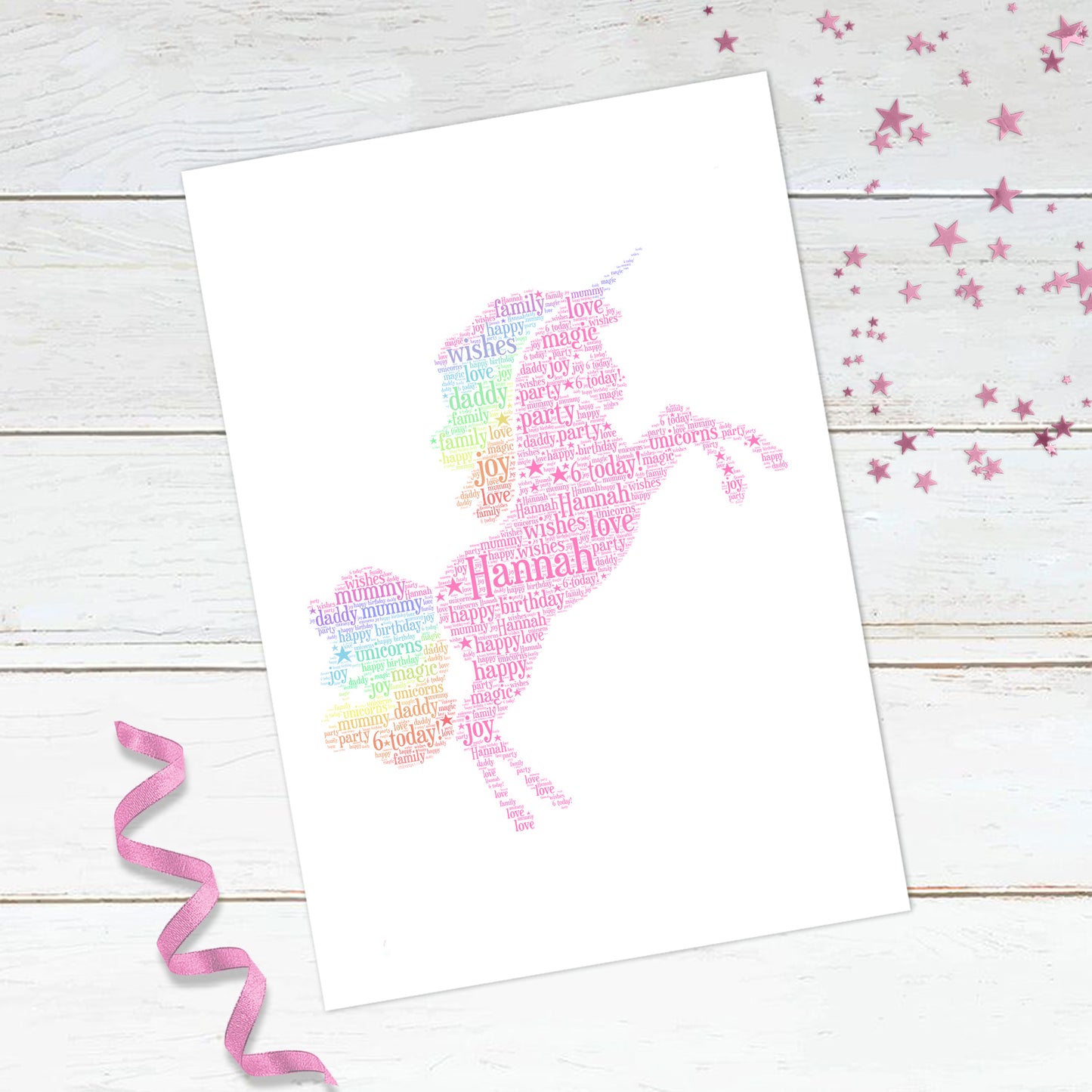 Personalised Unicorn Word Art Print