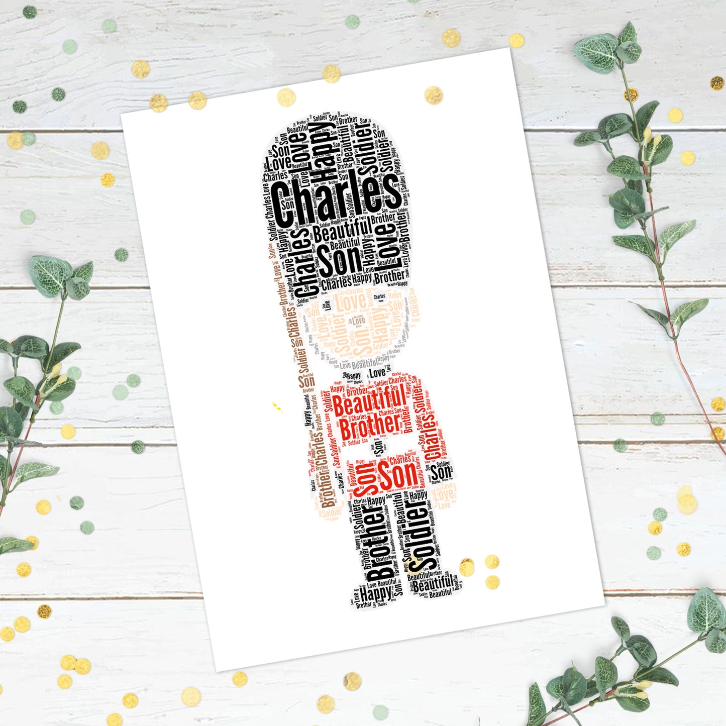 Personalised London Queens Guard Word Art Print