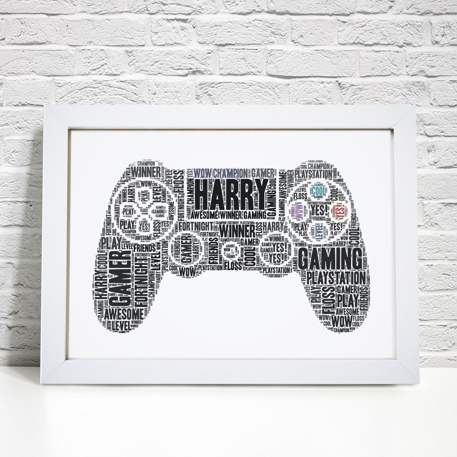 Personalised Playstation Contoller Gaming Word Art Print