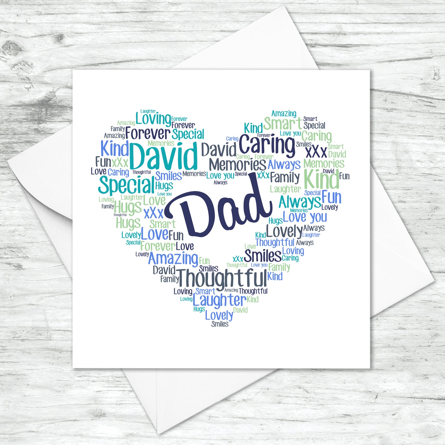 Personalised Heart Word Art Card - Male