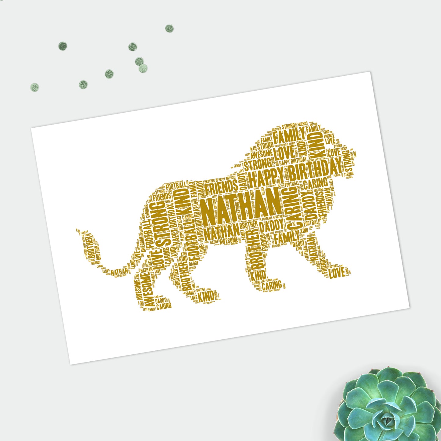 Personalised Lion Word Art Print