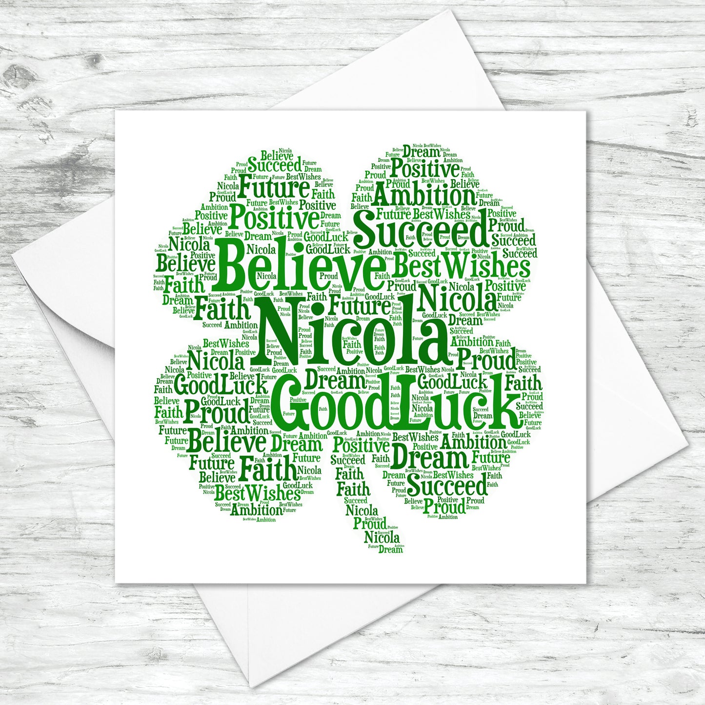 Personalised Shamrock Word Art Card
