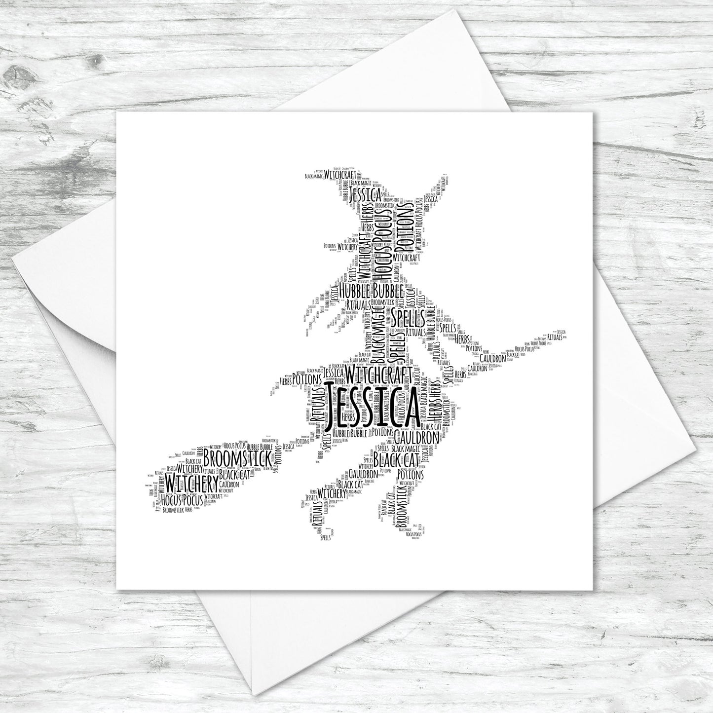 Personalised Witch Word Art Card