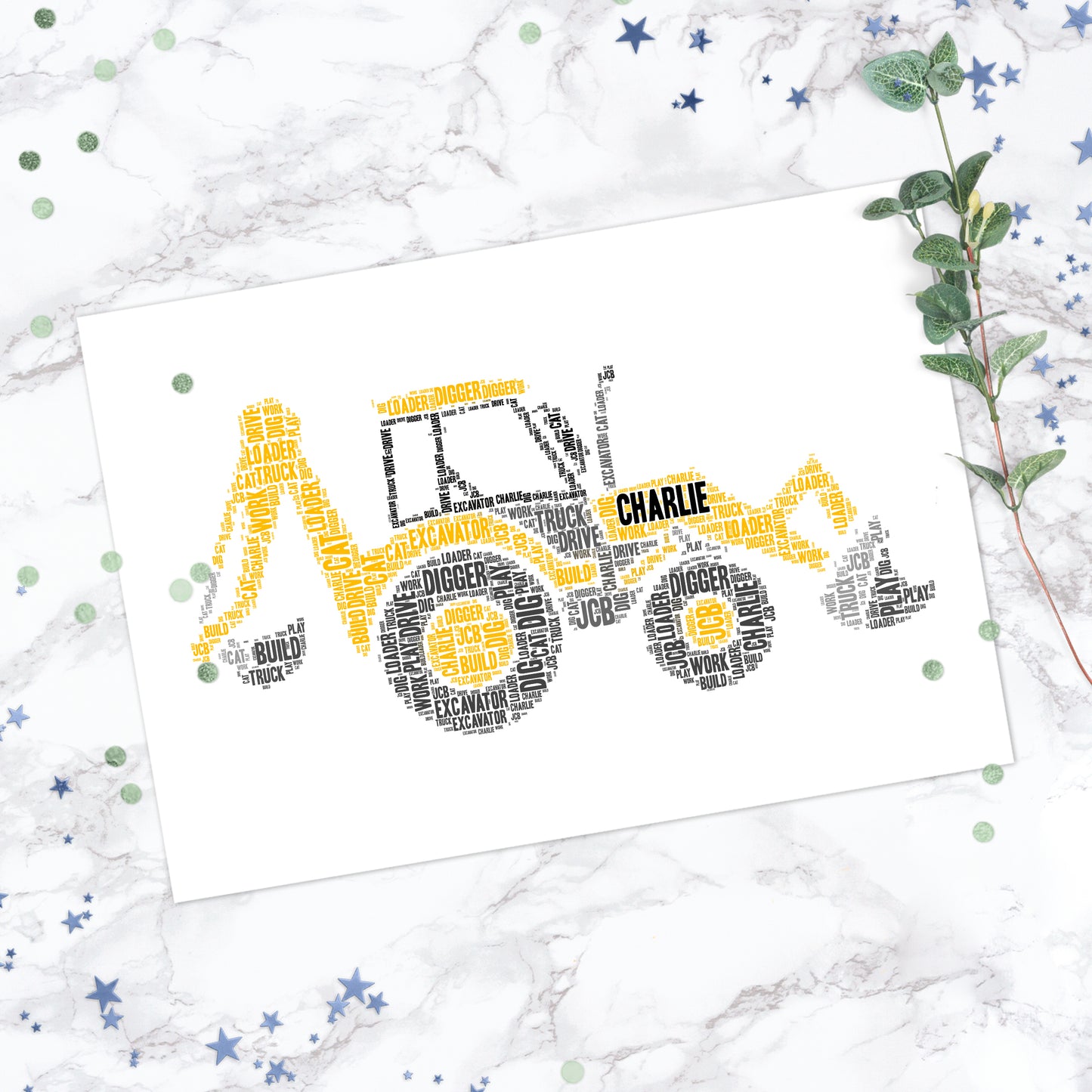 Personalised Digger Word Art Print