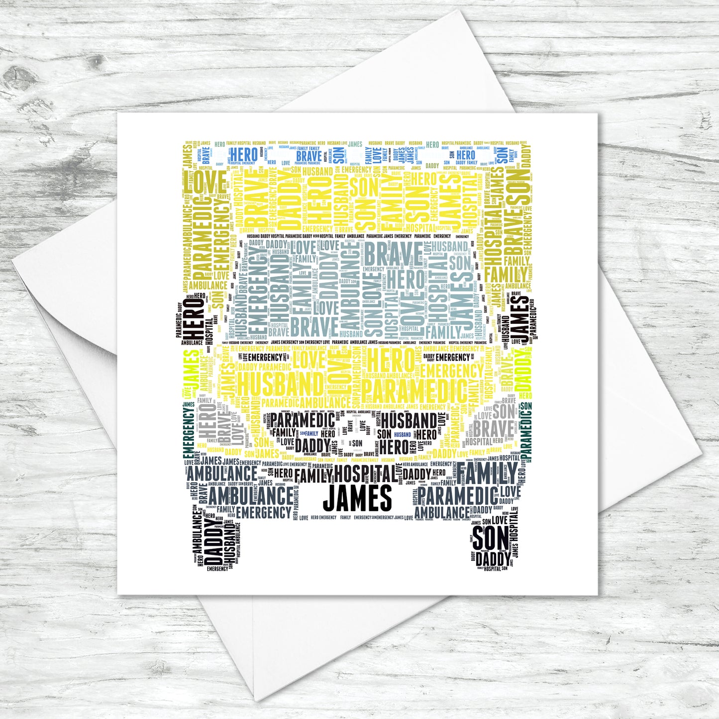 Personalised Ambulance Word Art Card