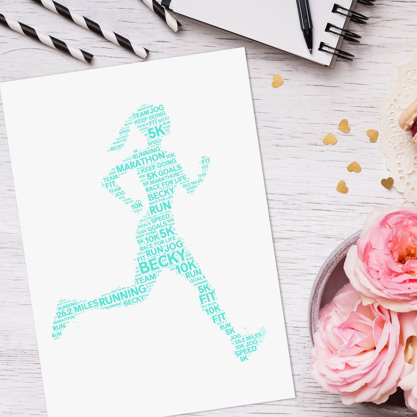 Personalised Female Runner Word Art Print