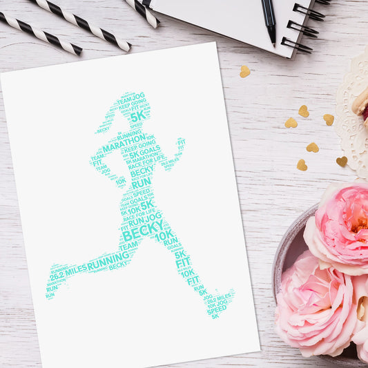 Personalised Female Runner Word Art Print