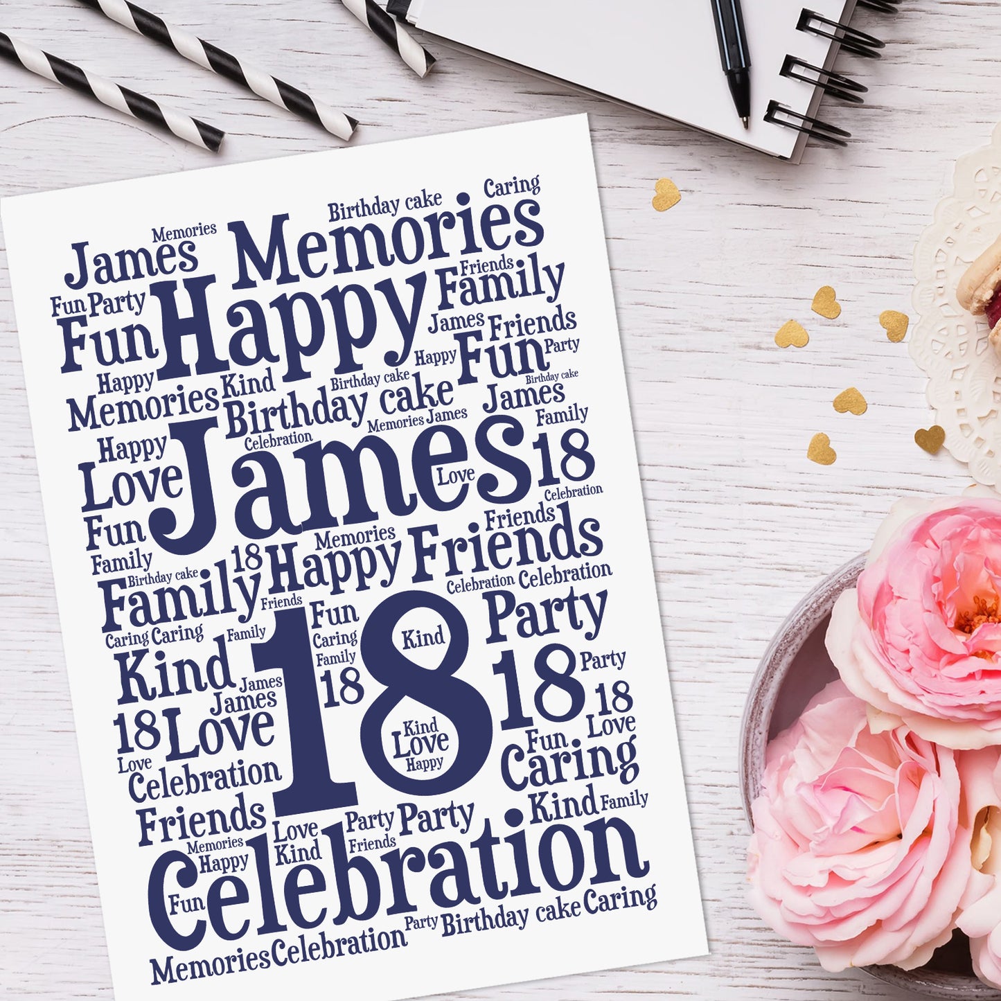 Personalised Birthday Word Art Print