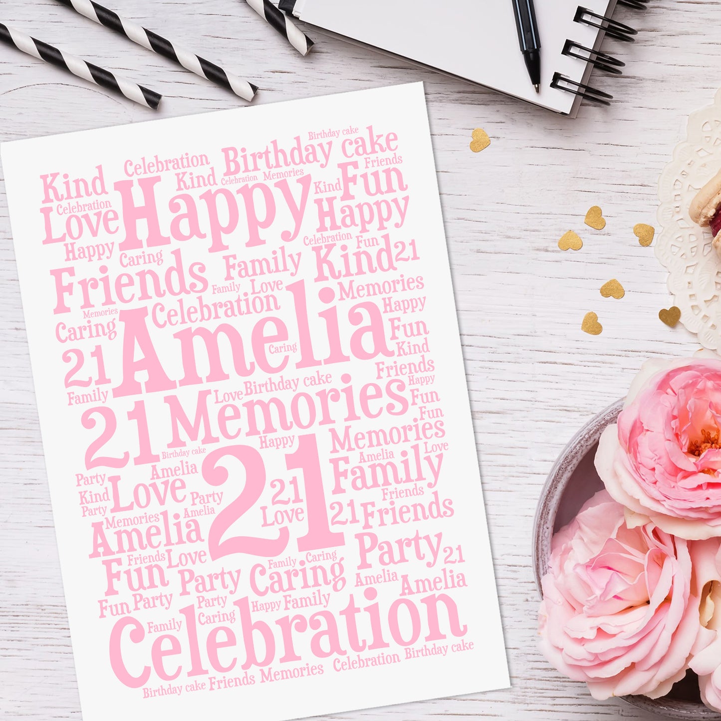 Personalised Birthday Word Art Print