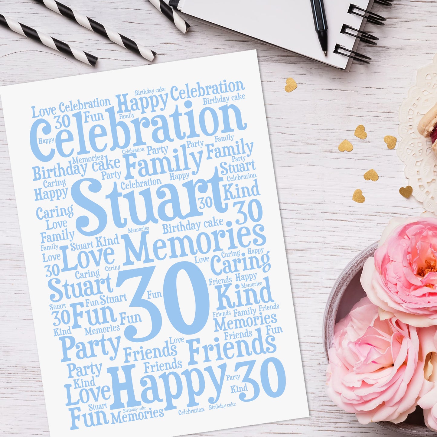 Personalised Birthday Word Art Print