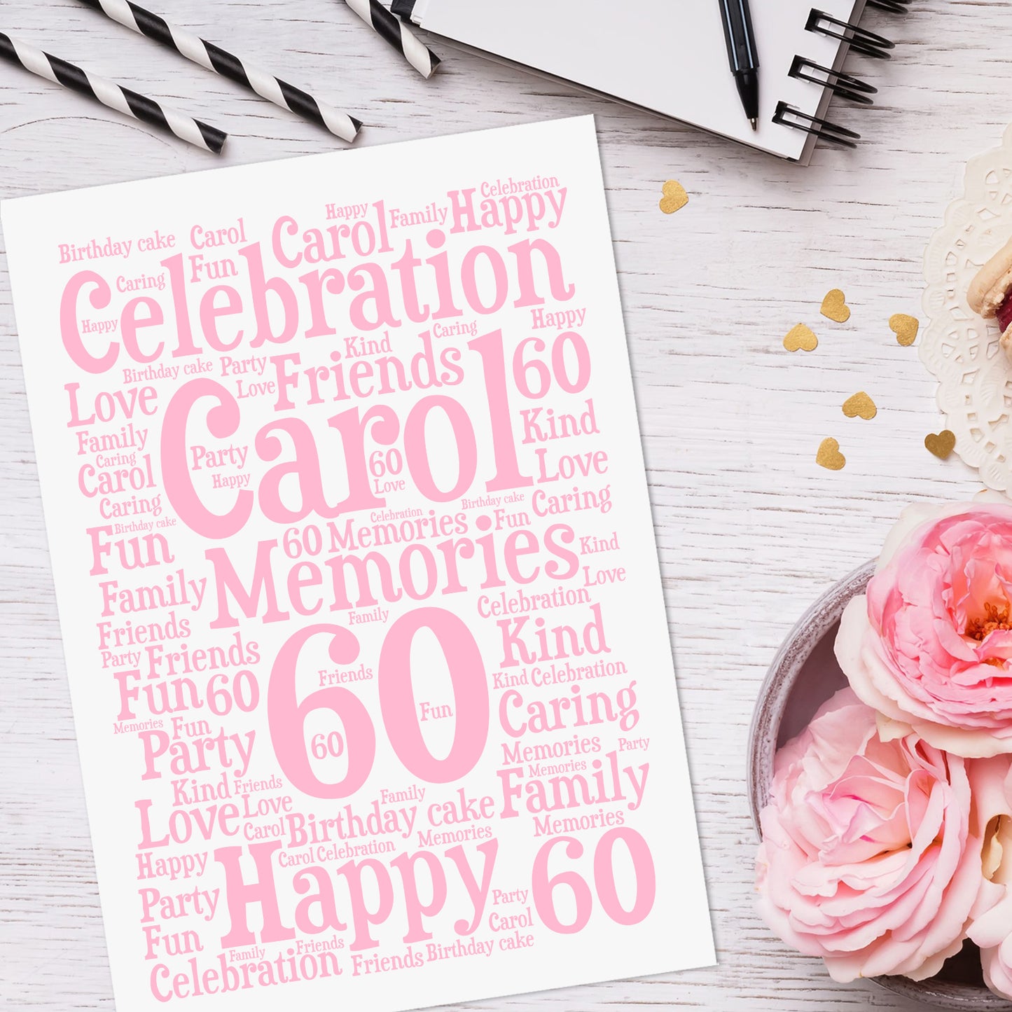 Personalised Birthday Word Art Print