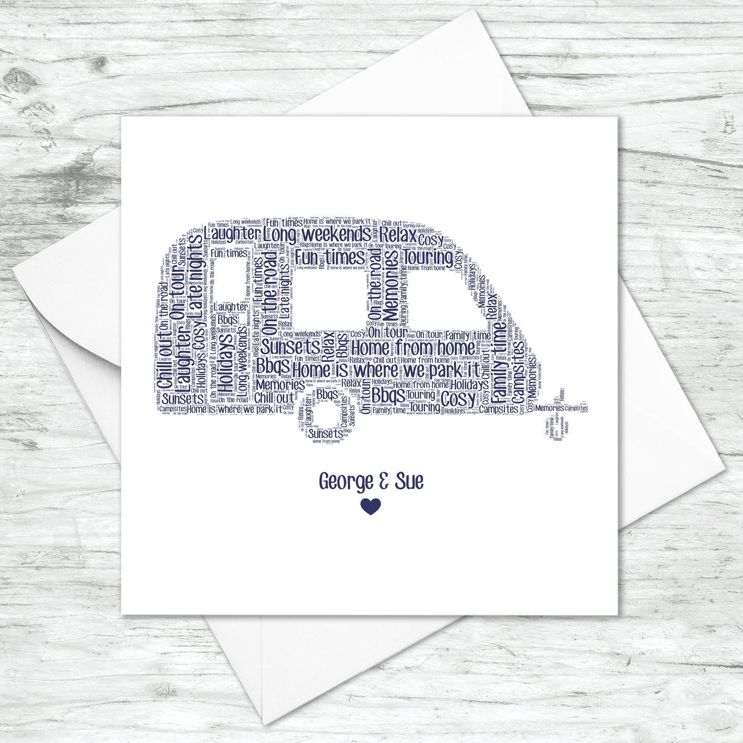 Personalised Caravan Word Art Card