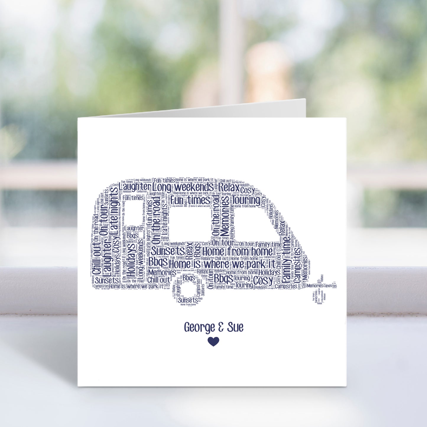 Personalised Caravan Word Art Card