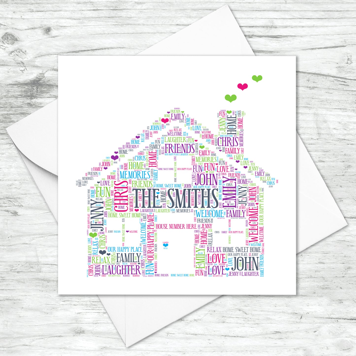 Personalised Family House Word Art Card