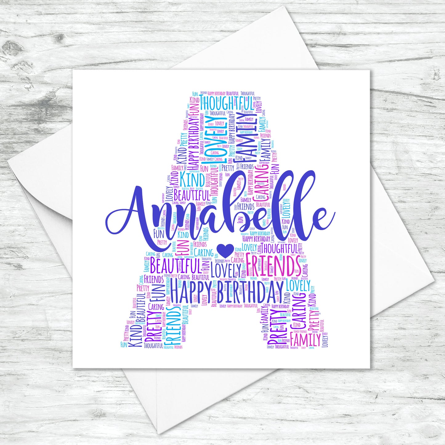 Personalised Letter Name Initial Word Art Card